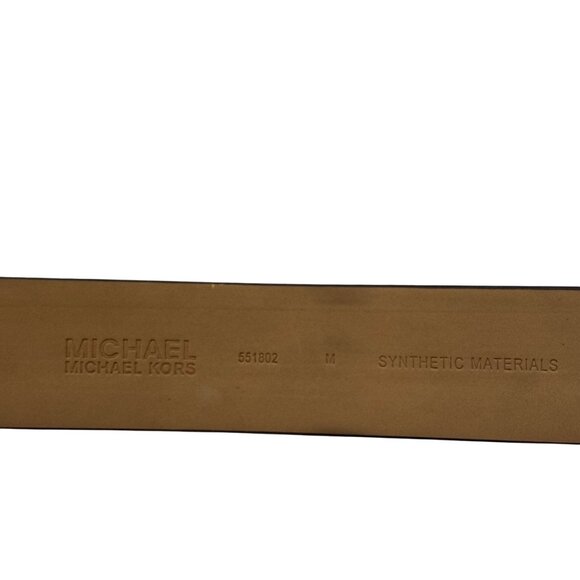 Michael Kors Logo-Print Belt With Gold-Tone Buckle & Chain Accent Size Medium - Picture 6 of 7